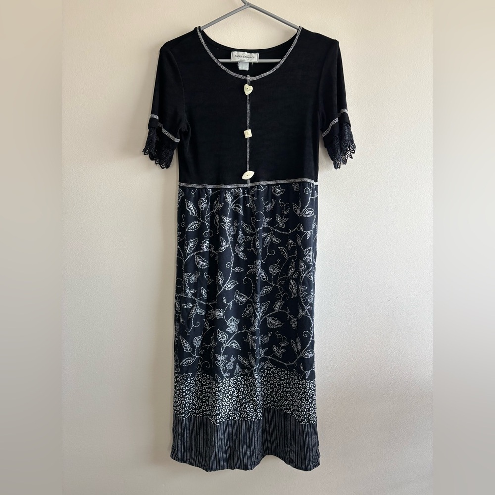 Molly Malloy vintage 90’s floral midi dress black size S - Picture 3 of 15